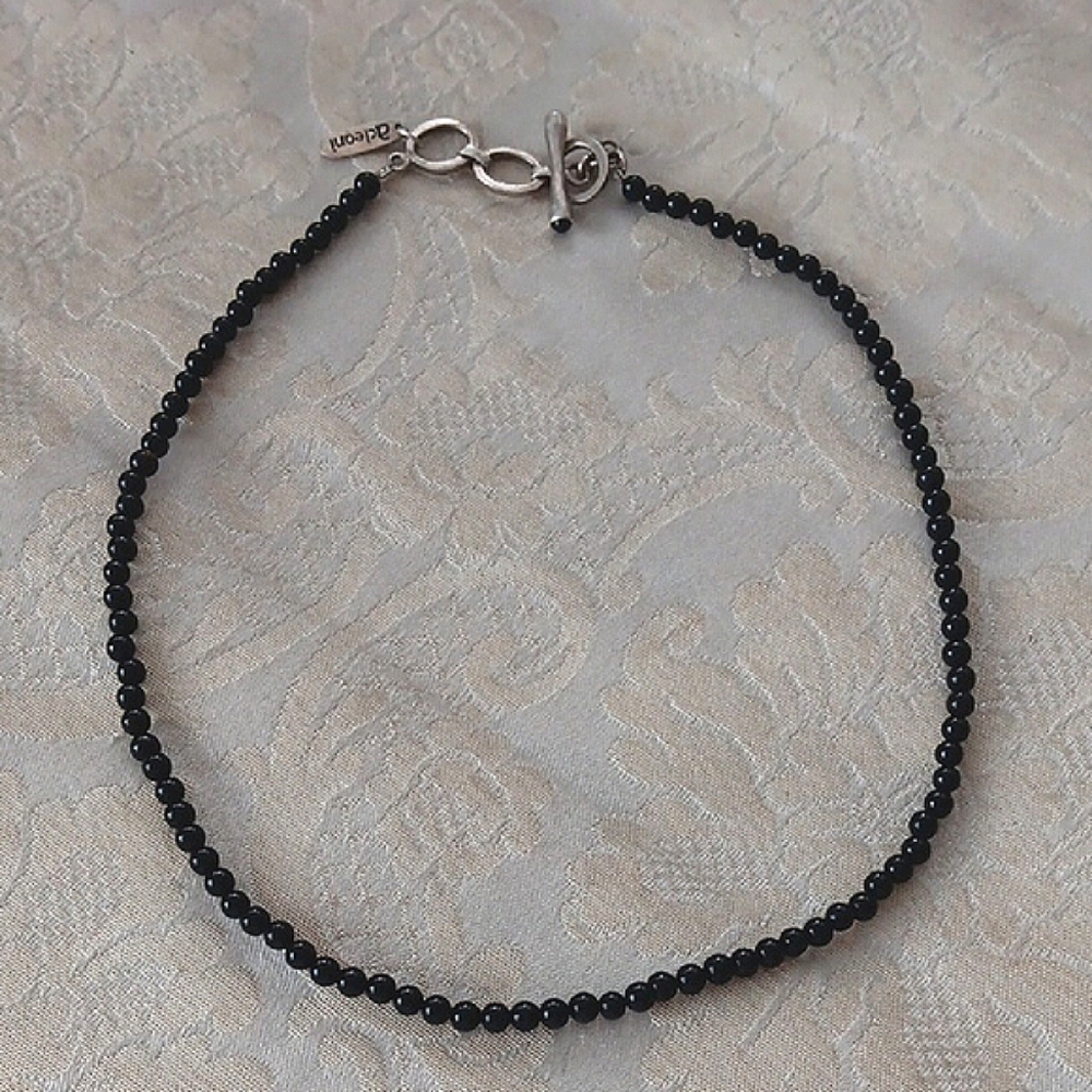 Acleoni Elegant Black Onyx Beaded Necklace